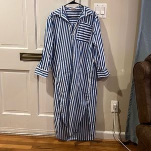 Tuckernuck Pomander Place Blue Stripe Maxi Shirt Dress Medium